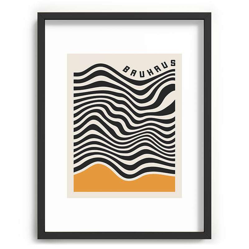 Cocoon Design Bauhaus Wavy Lines and Yellow Recessed Framing Rectangle