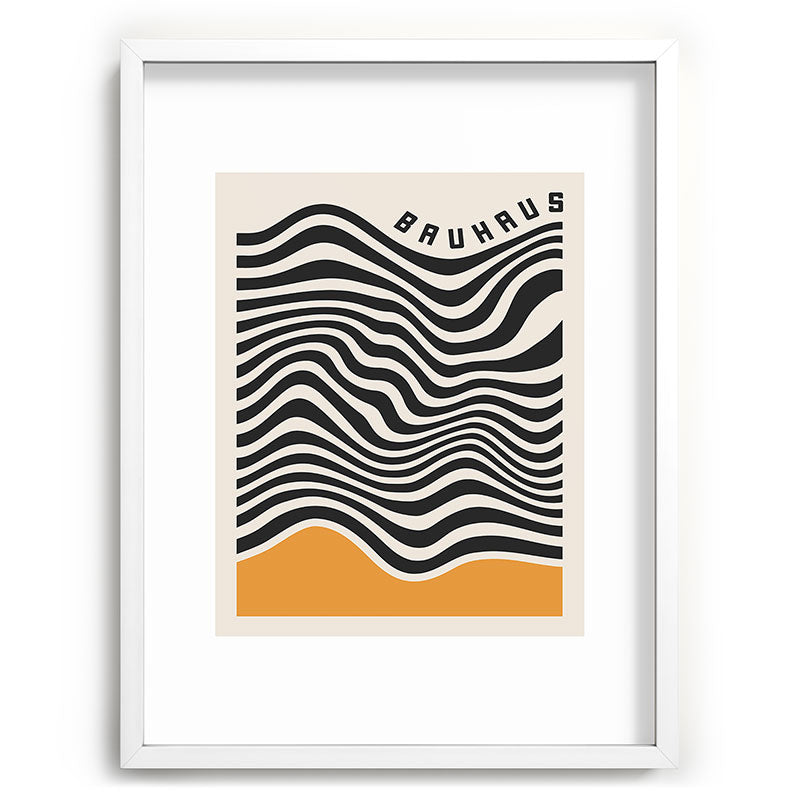 Cocoon Design Bauhaus Wavy Lines and Yellow Recessed Framing Rectangle