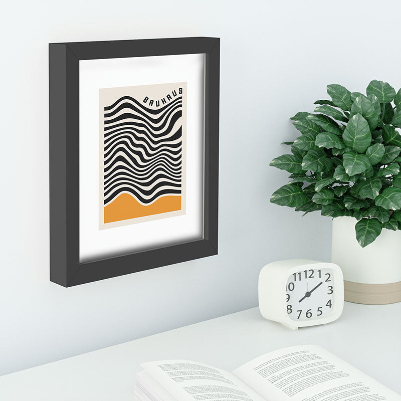 Cocoon Design Bauhaus Wavy Lines and Yellow Recessed Framing Rectangle