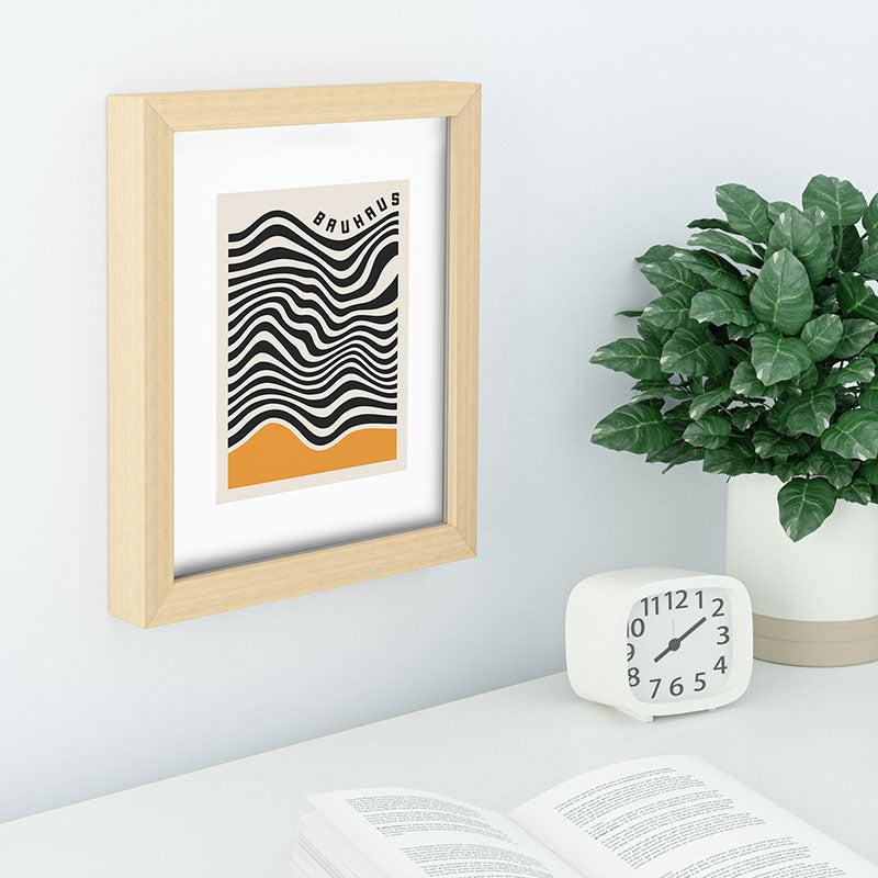 Cocoon Design Bauhaus Wavy Lines and Yellow Recessed Framing Rectangle
