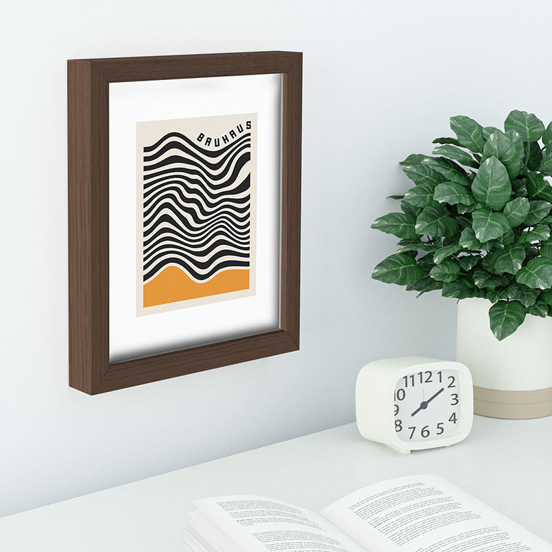 Cocoon Design Bauhaus Wavy Lines and Yellow Recessed Framing Rectangle
