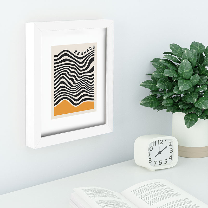 Cocoon Design Bauhaus Wavy Lines and Yellow Recessed Framing Rectangle