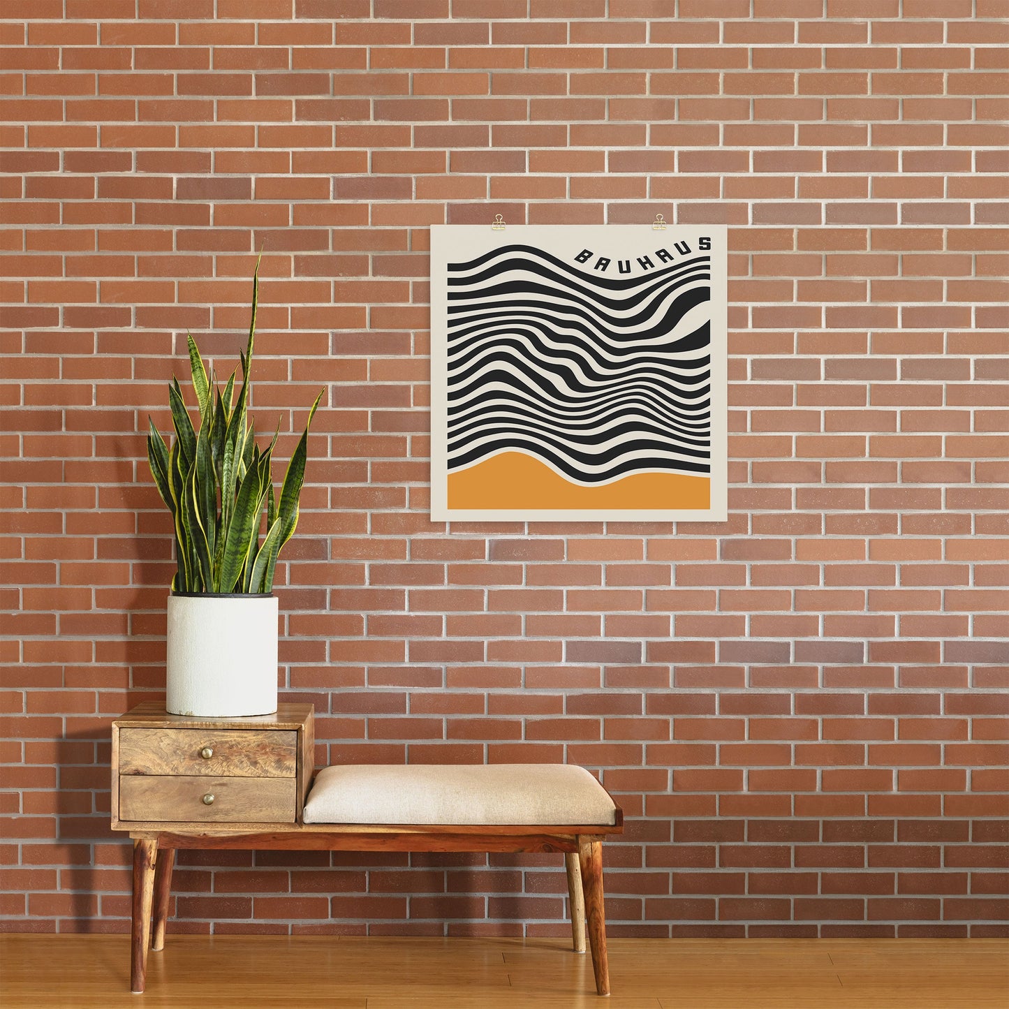 Cocoon Design Bauhaus Wavy Lines and Yellow Art Print