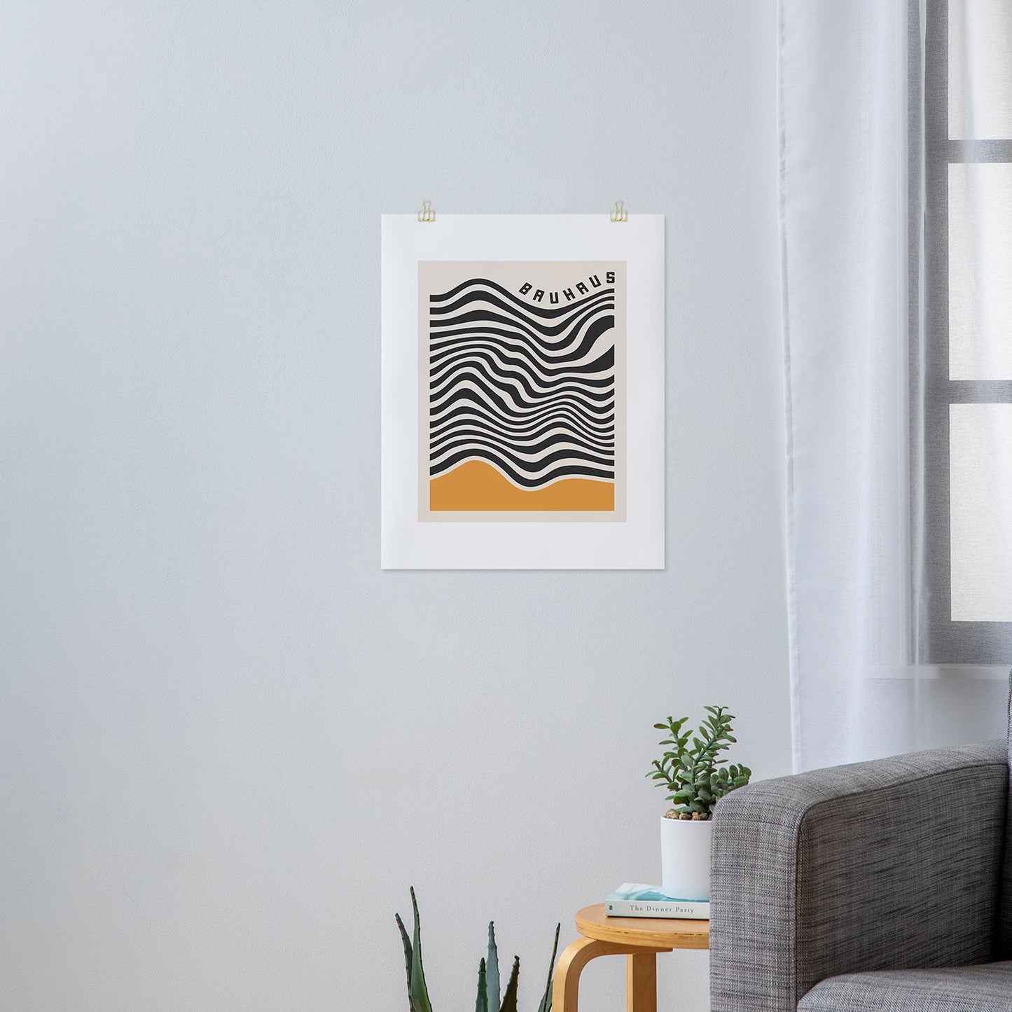 Cocoon Design Bauhaus Wavy Lines and Yellow Art Print