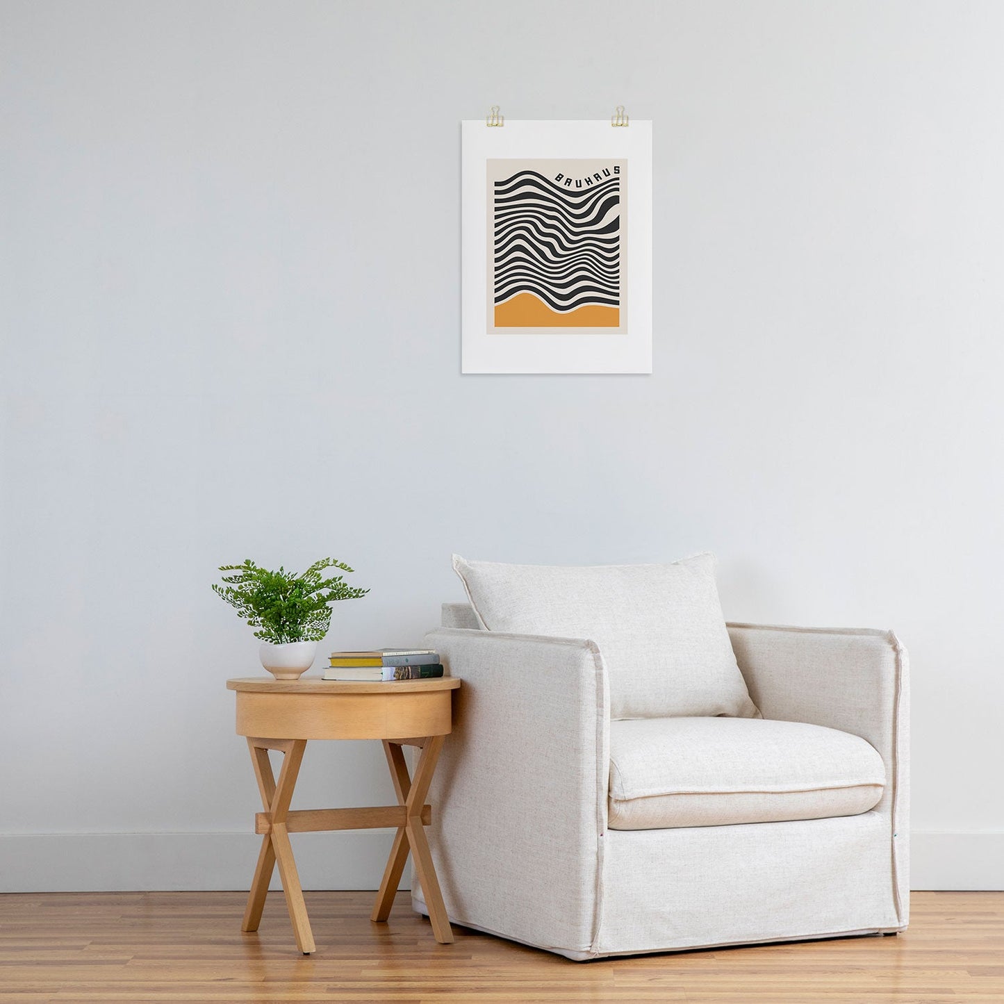 Cocoon Design Bauhaus Wavy Lines and Yellow Art Print