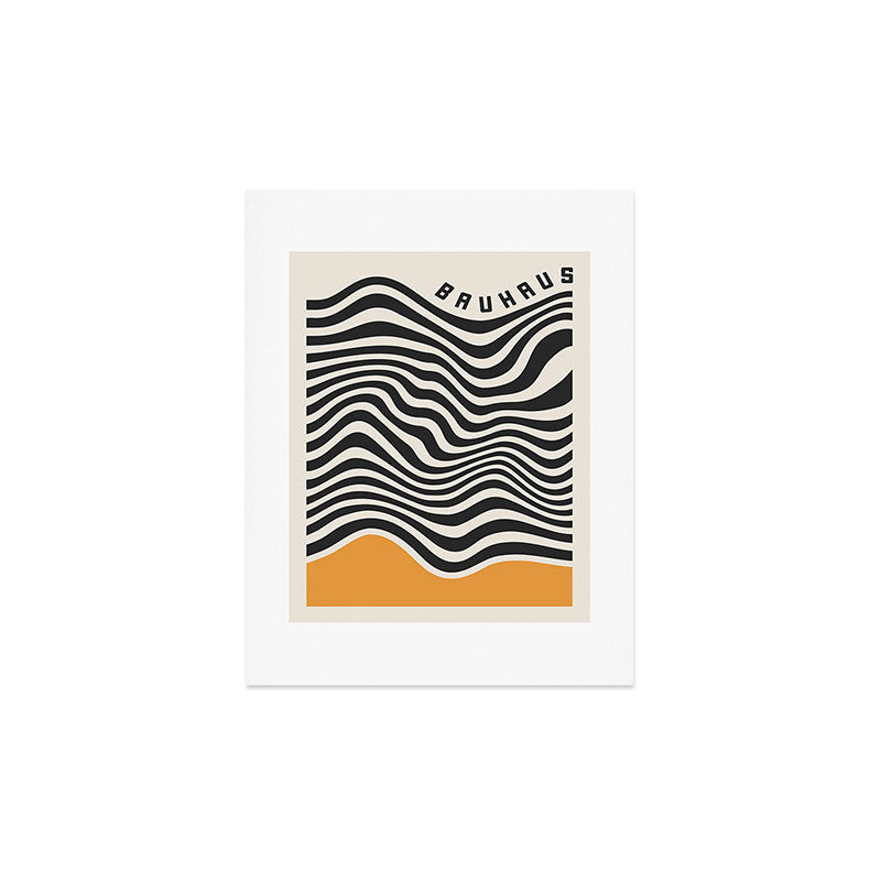 Cocoon Design Bauhaus Wavy Lines and Yellow Art Print
