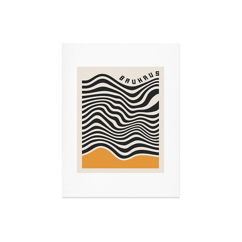 Cocoon Design Bauhaus Wavy Lines and Yellow Art Print