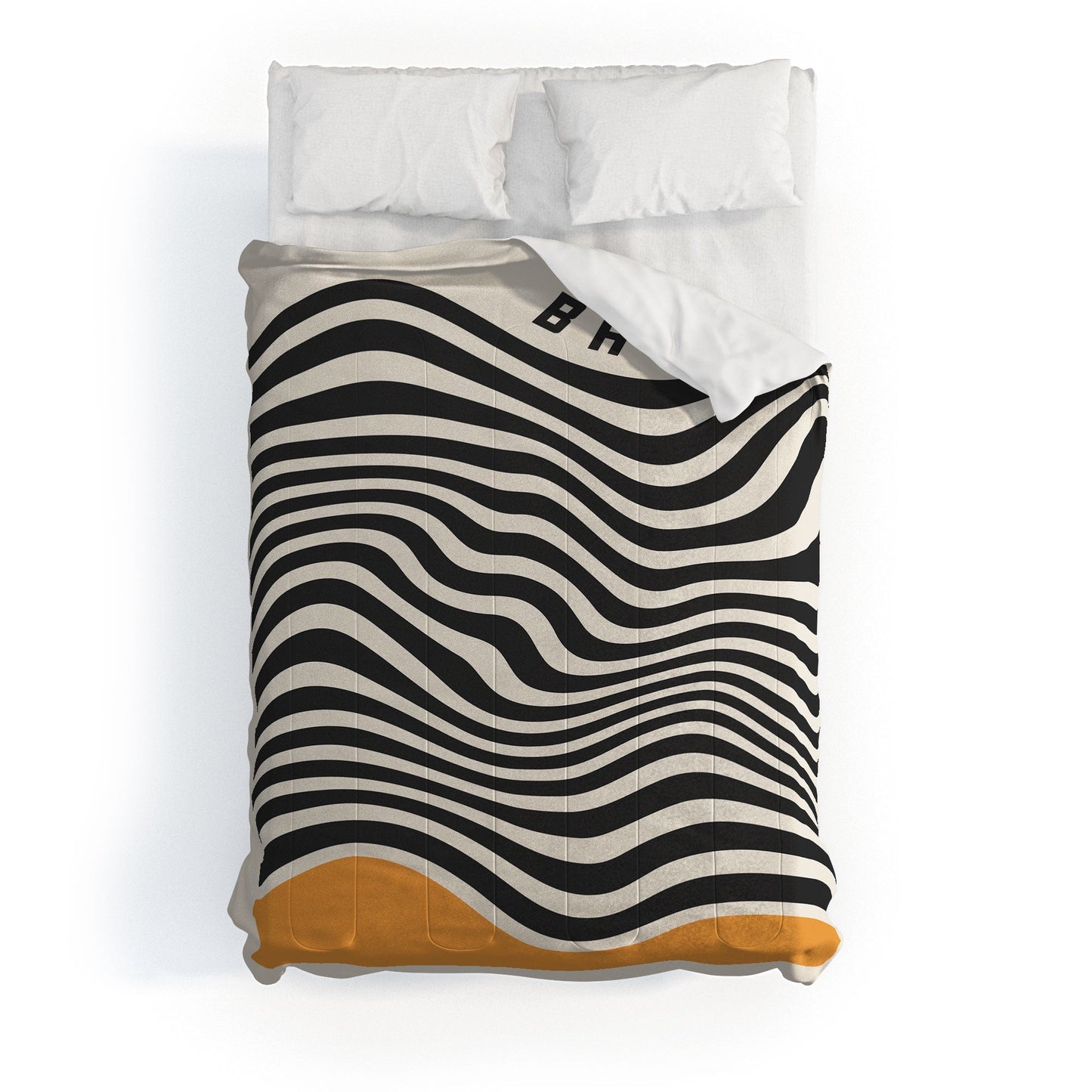 Cocoon Design Bauhaus Wavy Lines and Yellow Comforter