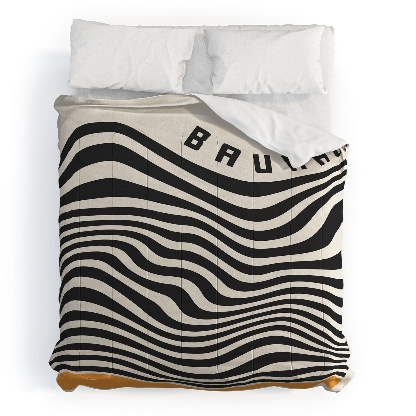Cocoon Design Bauhaus Wavy Lines and Yellow Comforter