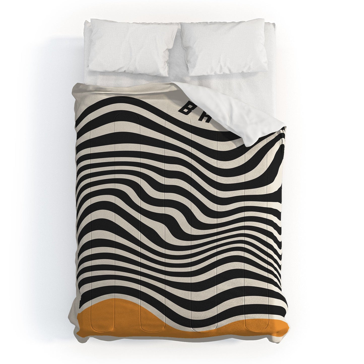 Cocoon Design Bauhaus Wavy Lines and Yellow Comforter