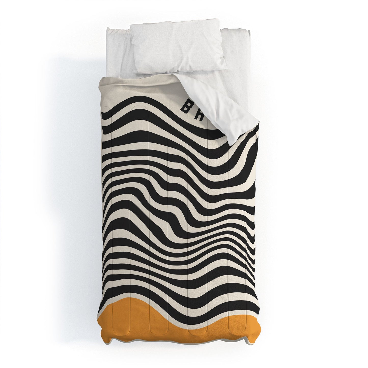 Cocoon Design Bauhaus Wavy Lines and Yellow Comforter