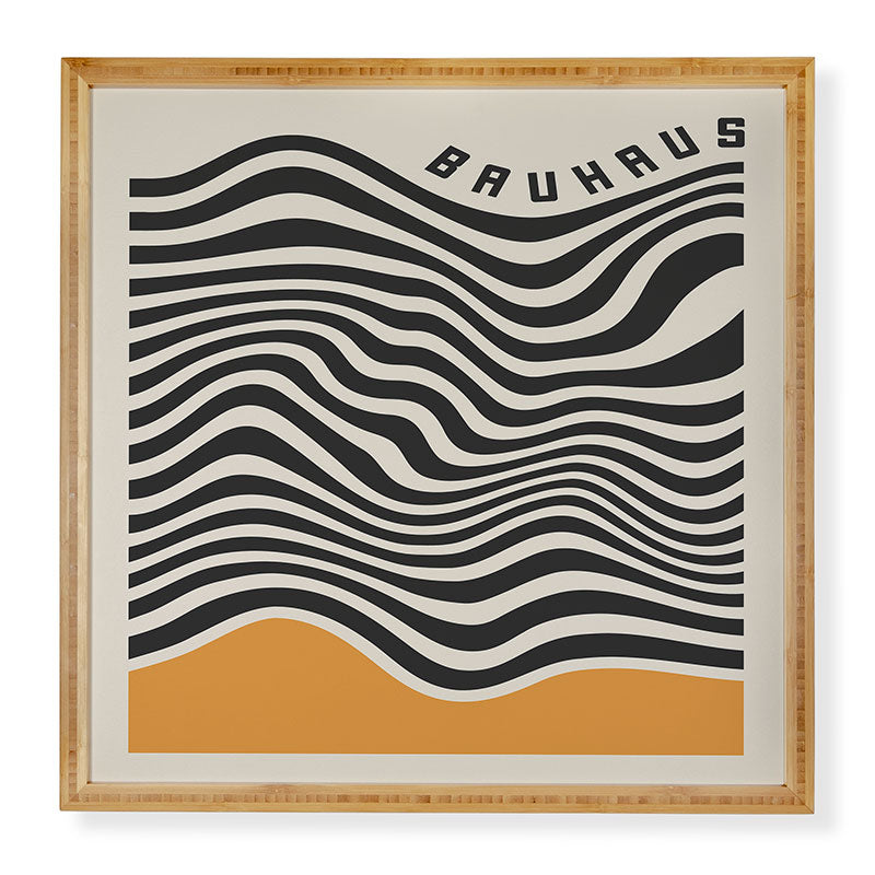 Cocoon Design Bauhaus Wavy Lines and Yellow Framed Wall Art