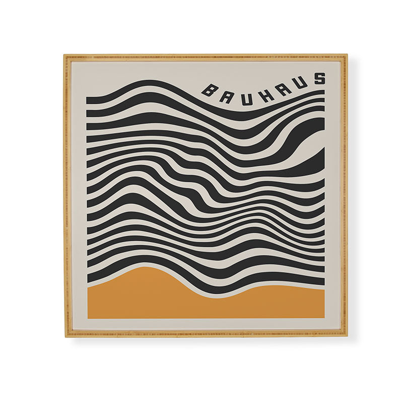 Cocoon Design Bauhaus Wavy Lines and Yellow Framed Wall Art