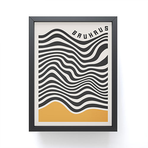 Cocoon Design Bauhaus Wavy Lines and Yellow Framed Mini Art Print