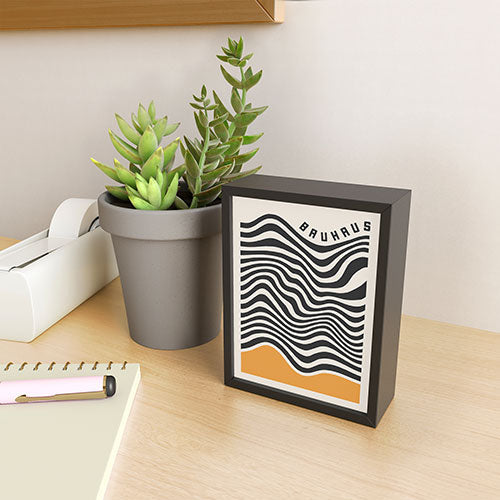Cocoon Design Bauhaus Wavy Lines and Yellow Framed Mini Art Print