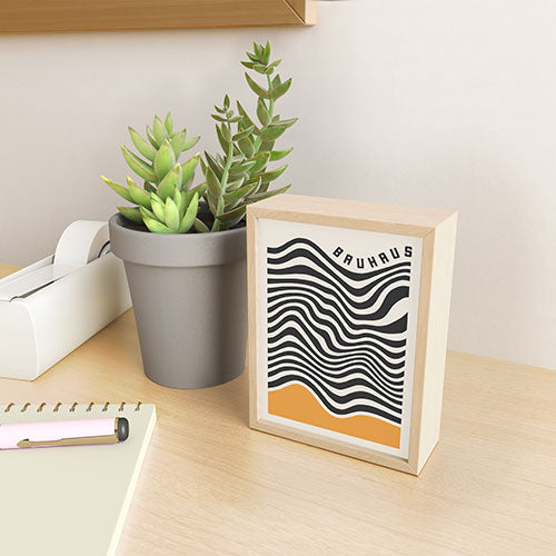 Cocoon Design Bauhaus Wavy Lines and Yellow Framed Mini Art Print