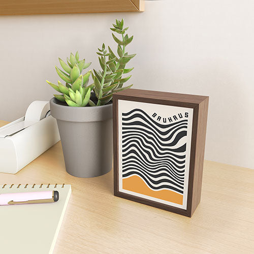 Cocoon Design Bauhaus Wavy Lines and Yellow Framed Mini Art Print