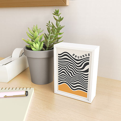 Cocoon Design Bauhaus Wavy Lines and Yellow Framed Mini Art Print