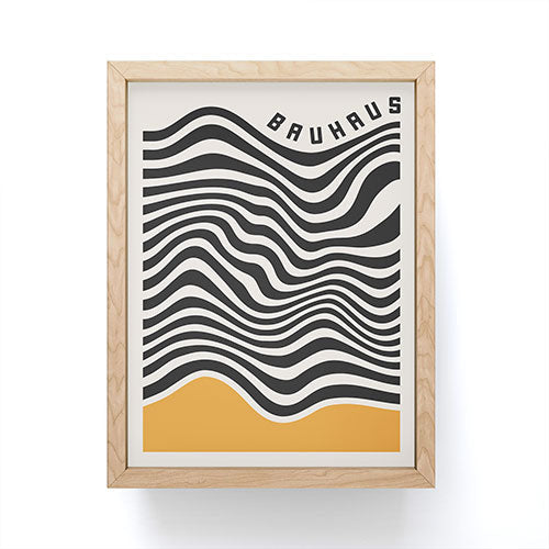 Cocoon Design Bauhaus Wavy Lines and Yellow Framed Mini Art Print