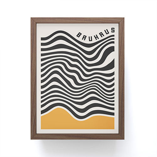 Cocoon Design Bauhaus Wavy Lines and Yellow Framed Mini Art Print