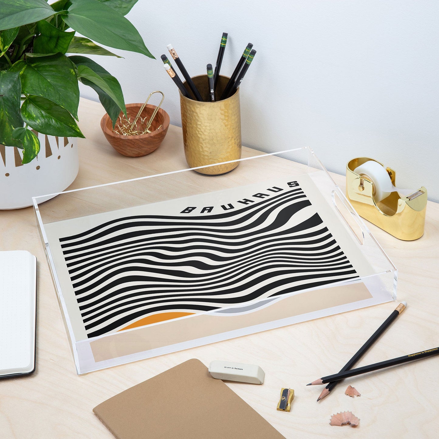 Cocoon Design Bauhaus Wavy Lines and Yellow Acrylic Tray