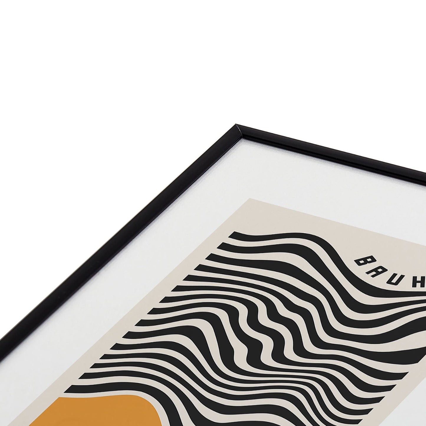 Cocoon Design Bauhaus Wavy Lines and Yellow Metal Framed Art Print