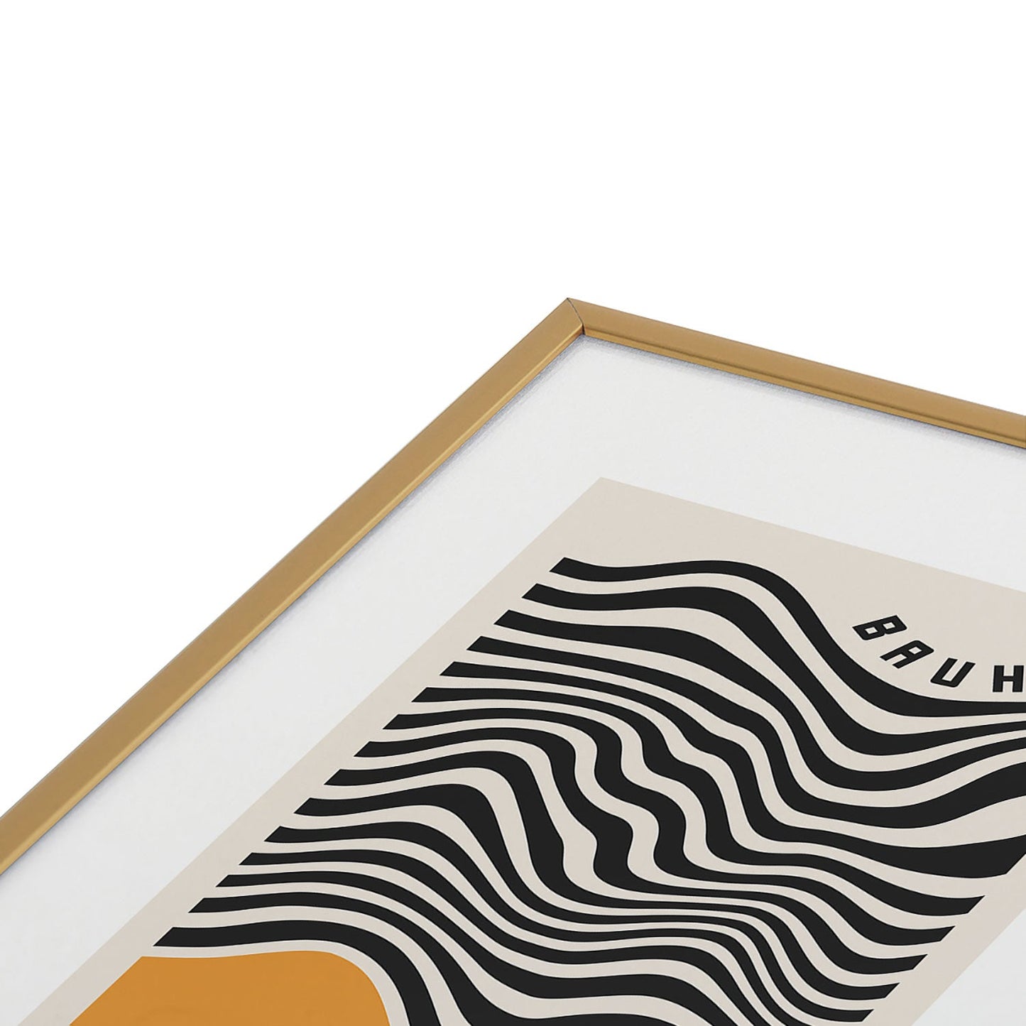 Cocoon Design Bauhaus Wavy Lines and Yellow Metal Framed Art Print
