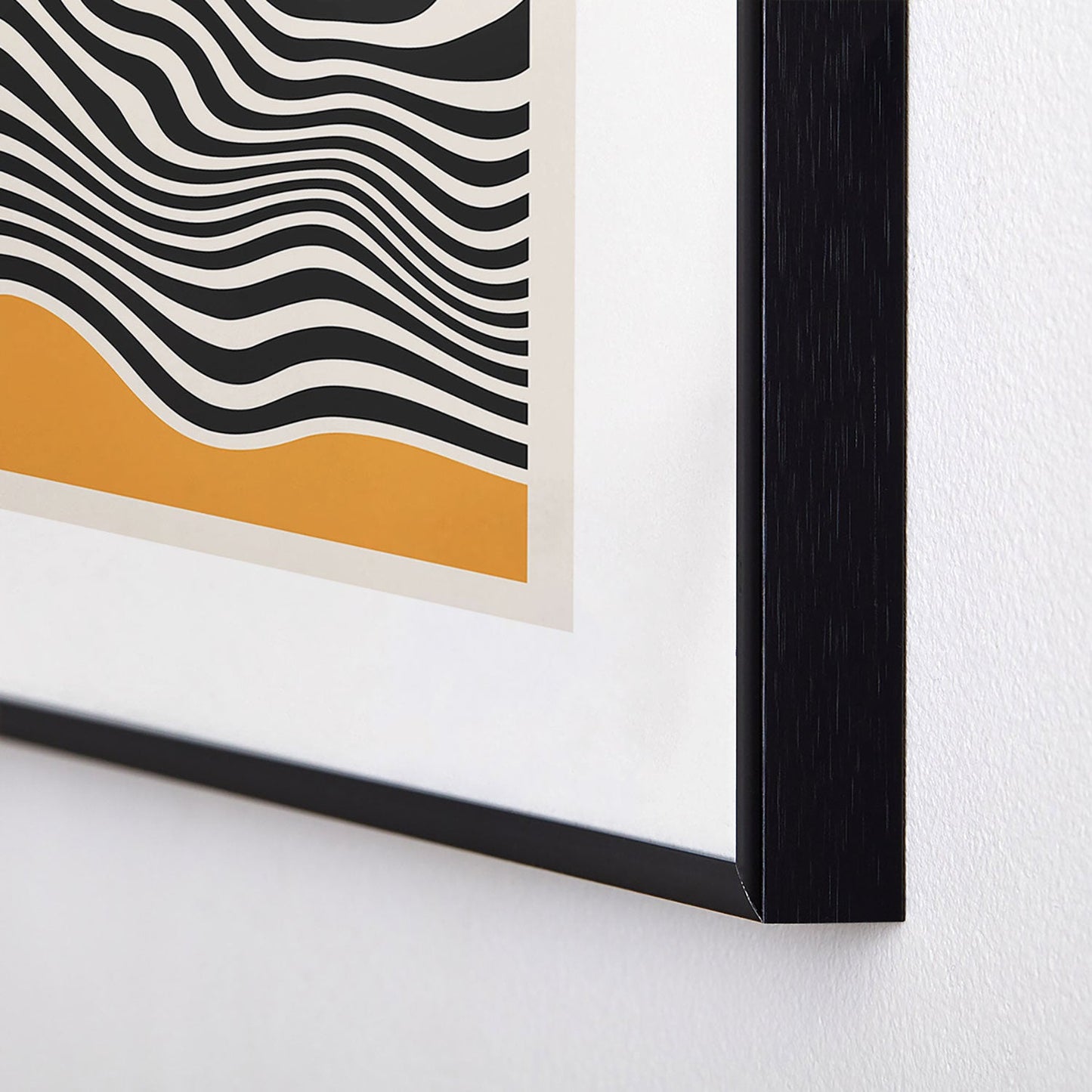 Cocoon Design Bauhaus Wavy Lines and Yellow Metal Framed Art Print