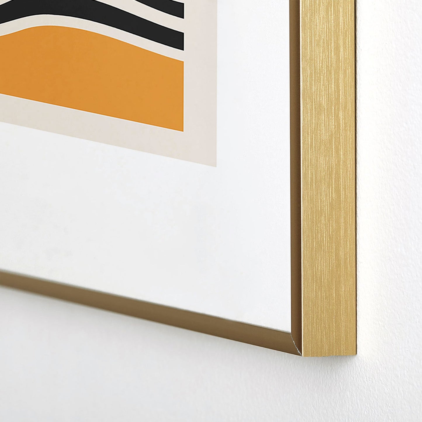 Cocoon Design Bauhaus Wavy Lines and Yellow Metal Framed Art Print