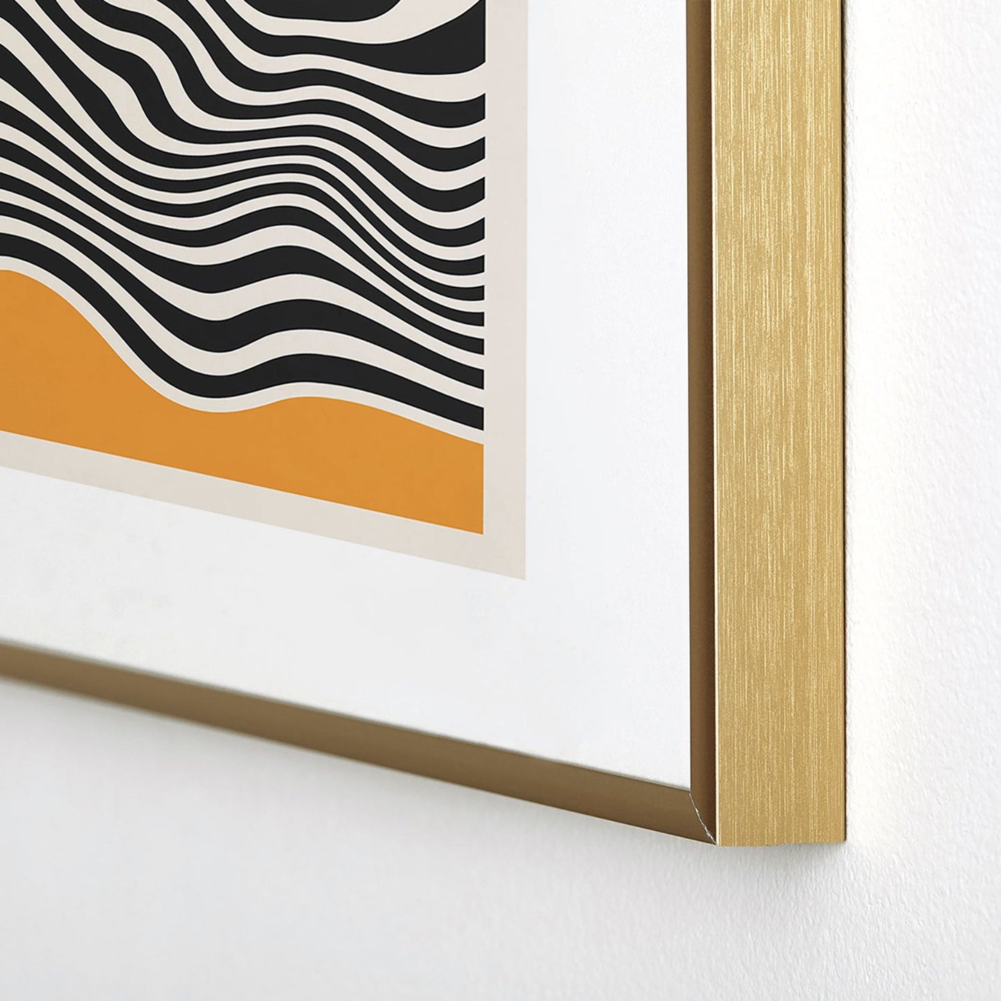 Cocoon Design Bauhaus Wavy Lines and Yellow Metal Framed Art Print