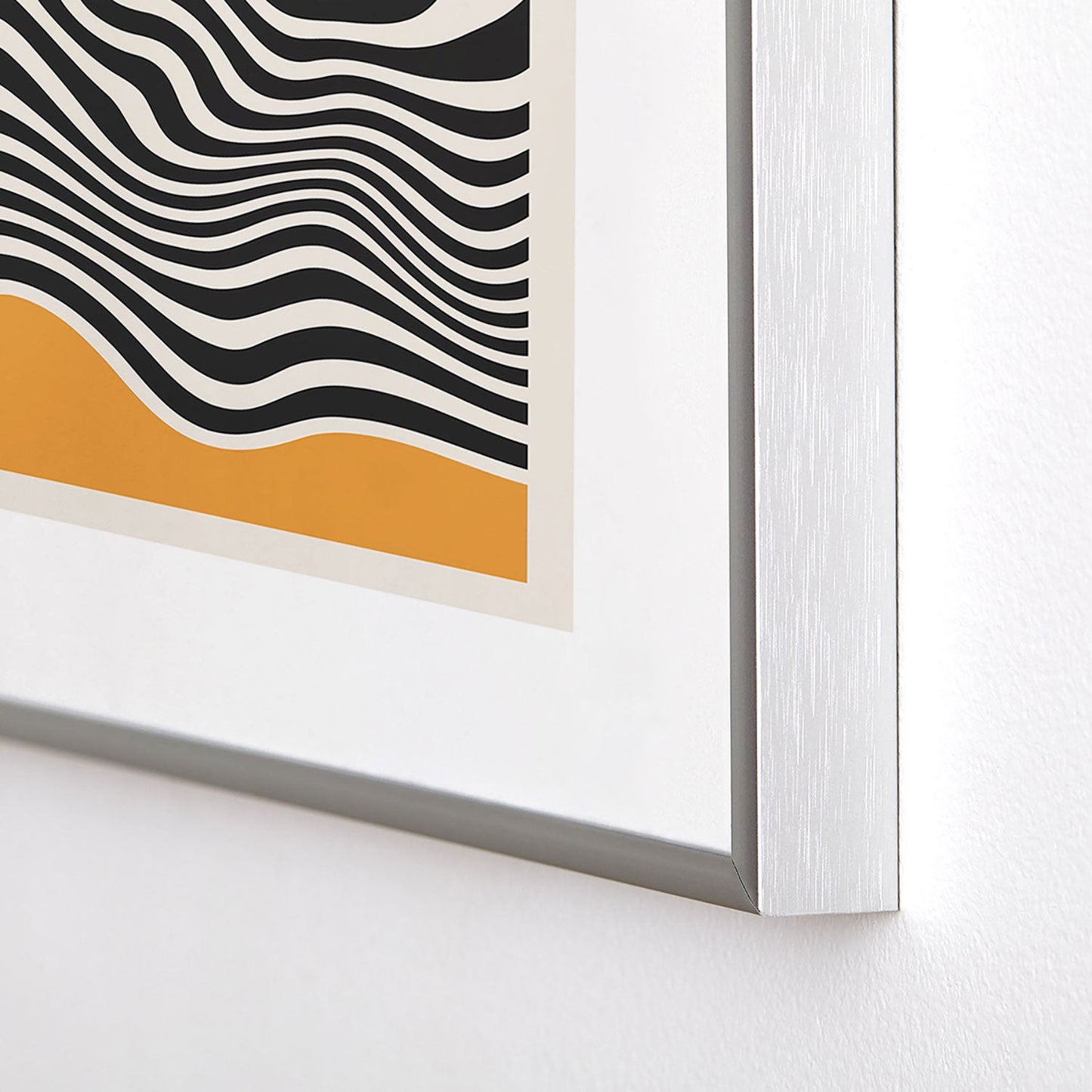Cocoon Design Bauhaus Wavy Lines and Yellow Metal Framed Art Print