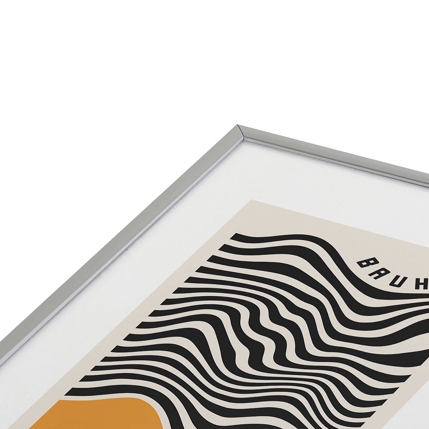 Cocoon Design Bauhaus Wavy Lines and Yellow Metal Framed Art Print