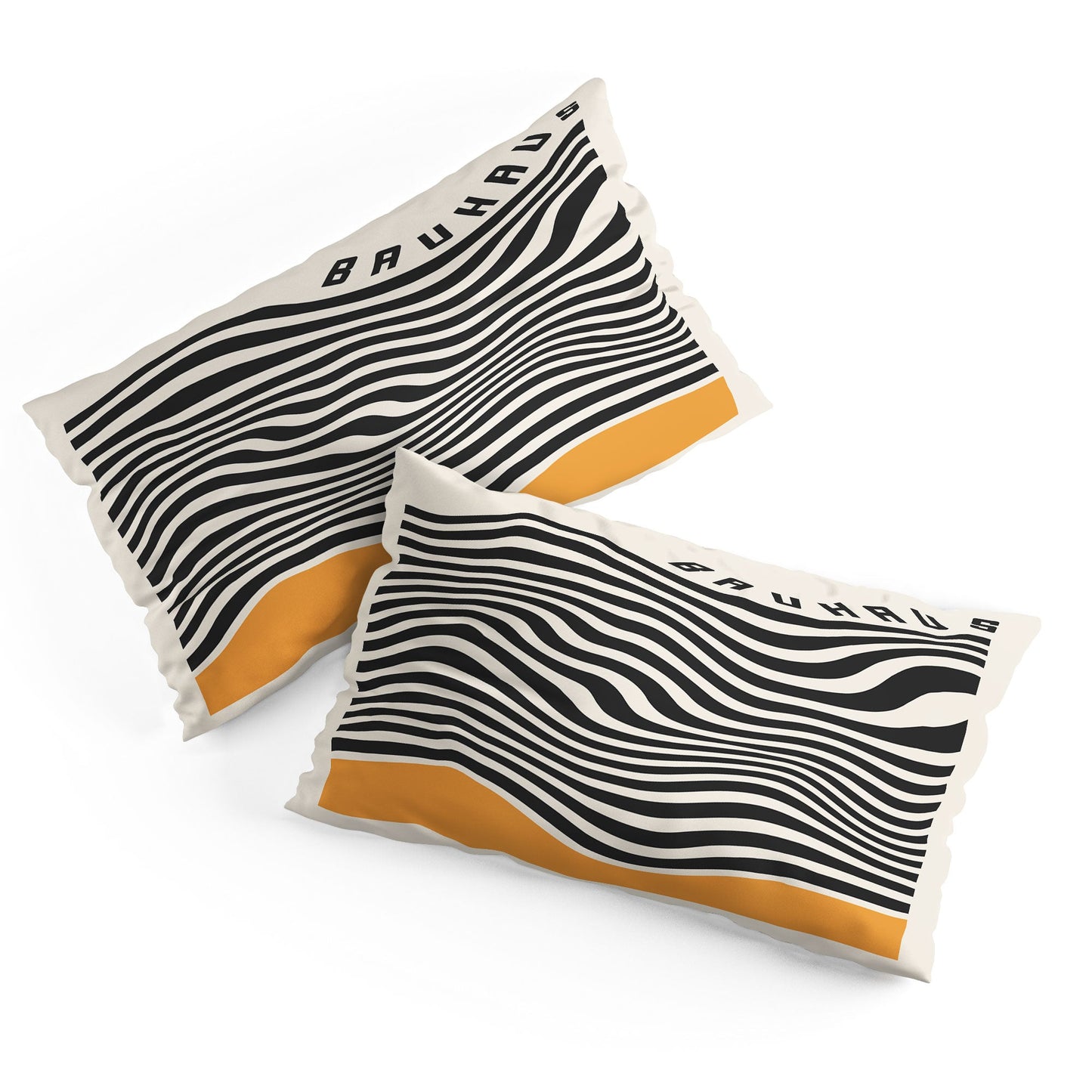 Cocoon Design Bauhaus Wavy Lines and Yellow Pillow Shams
