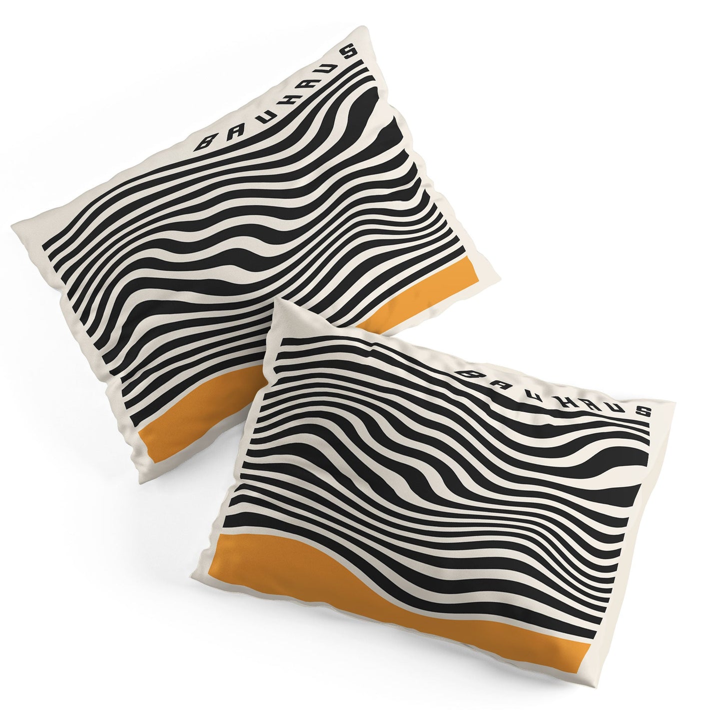 Cocoon Design Bauhaus Wavy Lines and Yellow Pillow Shams