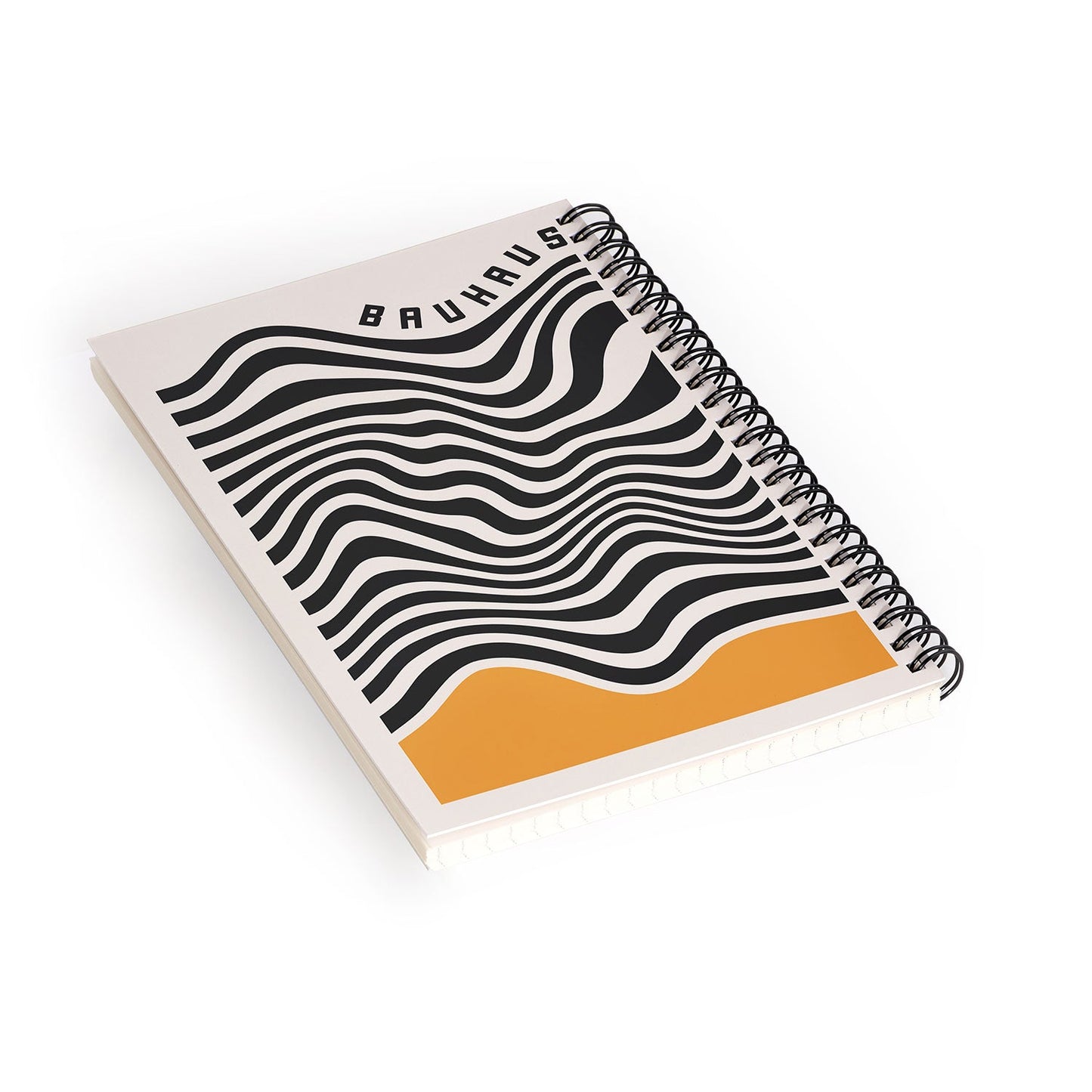 Cocoon Design Bauhaus Wavy Lines and Yellow Spiral Notebook
