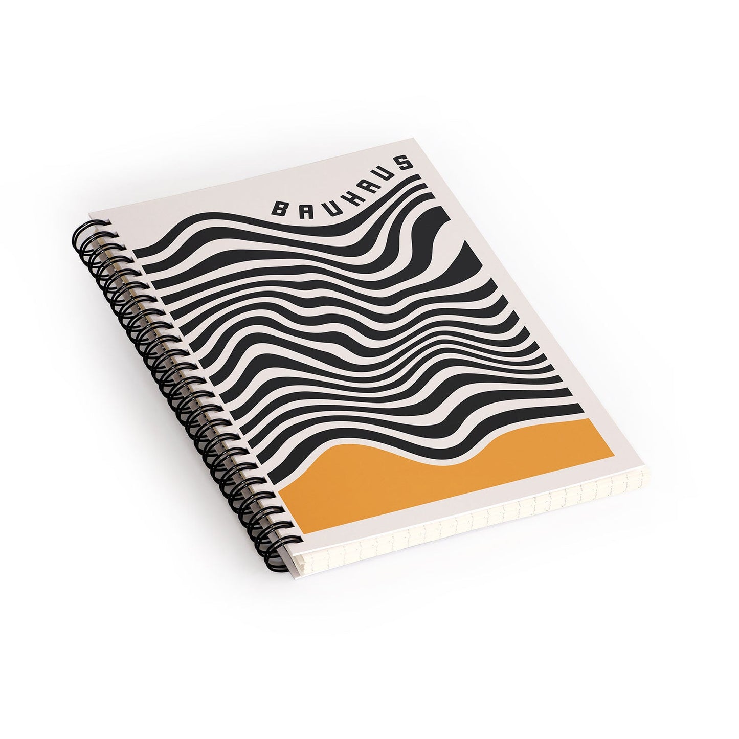 Cocoon Design Bauhaus Wavy Lines and Yellow Spiral Notebook