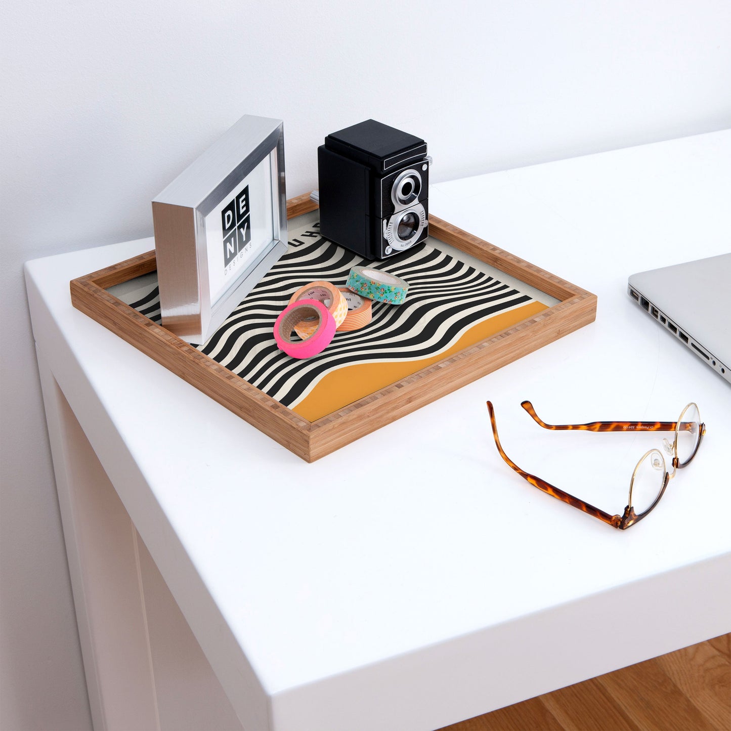 Cocoon Design Bauhaus Wavy Lines and Yellow Square Tray