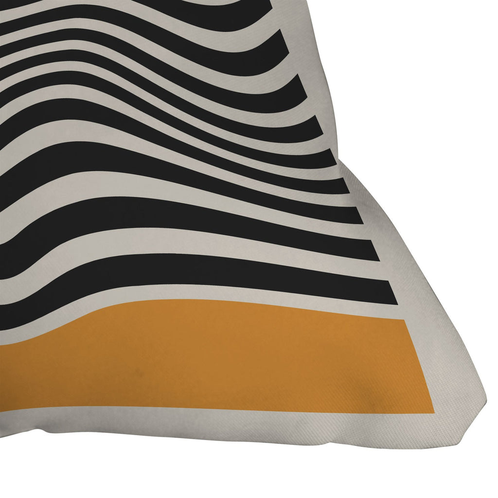 Cocoon Design Bauhaus Wavy Lines and Yellow Throw Pillow