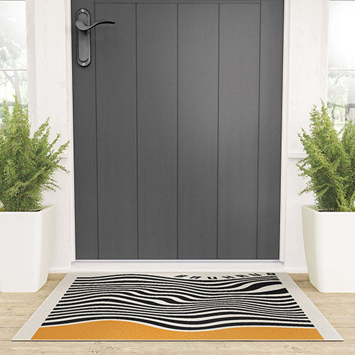 Cocoon Design Bauhaus Wavy Lines and Yellow Welcome Mat