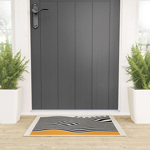 Cocoon Design Bauhaus Wavy Lines and Yellow Welcome Mat