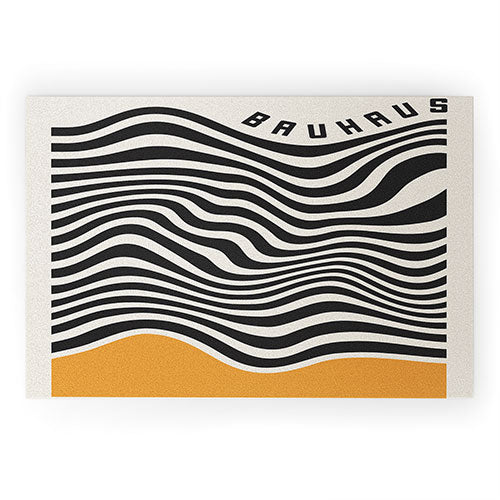 Cocoon Design Bauhaus Wavy Lines and Yellow Welcome Mat