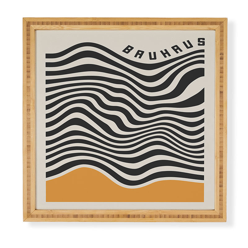 Cocoon Design Bauhaus Wavy Lines and Yellow Framed Wall Art