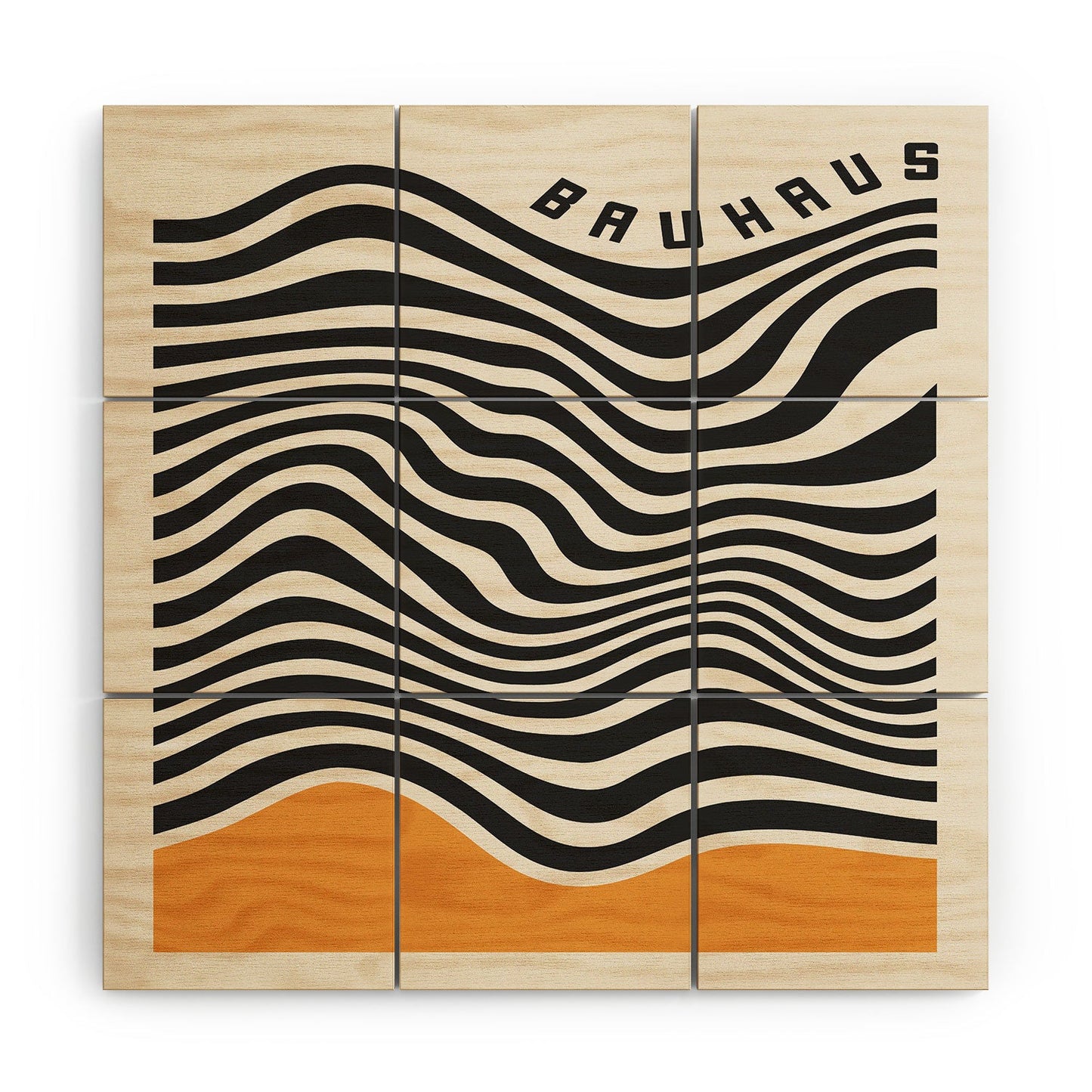 Cocoon Design Bauhaus Wavy Lines and Yellow Wood Wall Mural