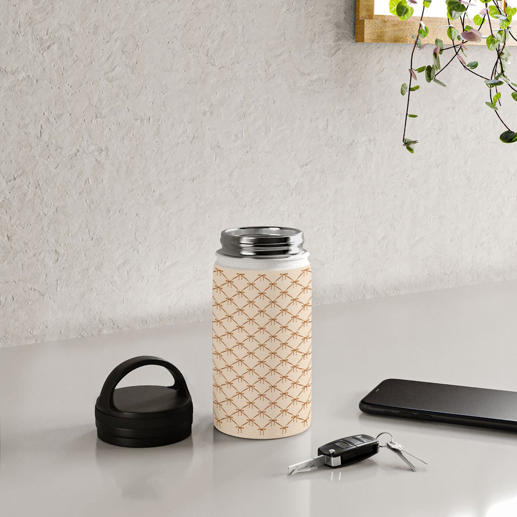 Colour Poems Bows and Ribbons Beige Water Bottle