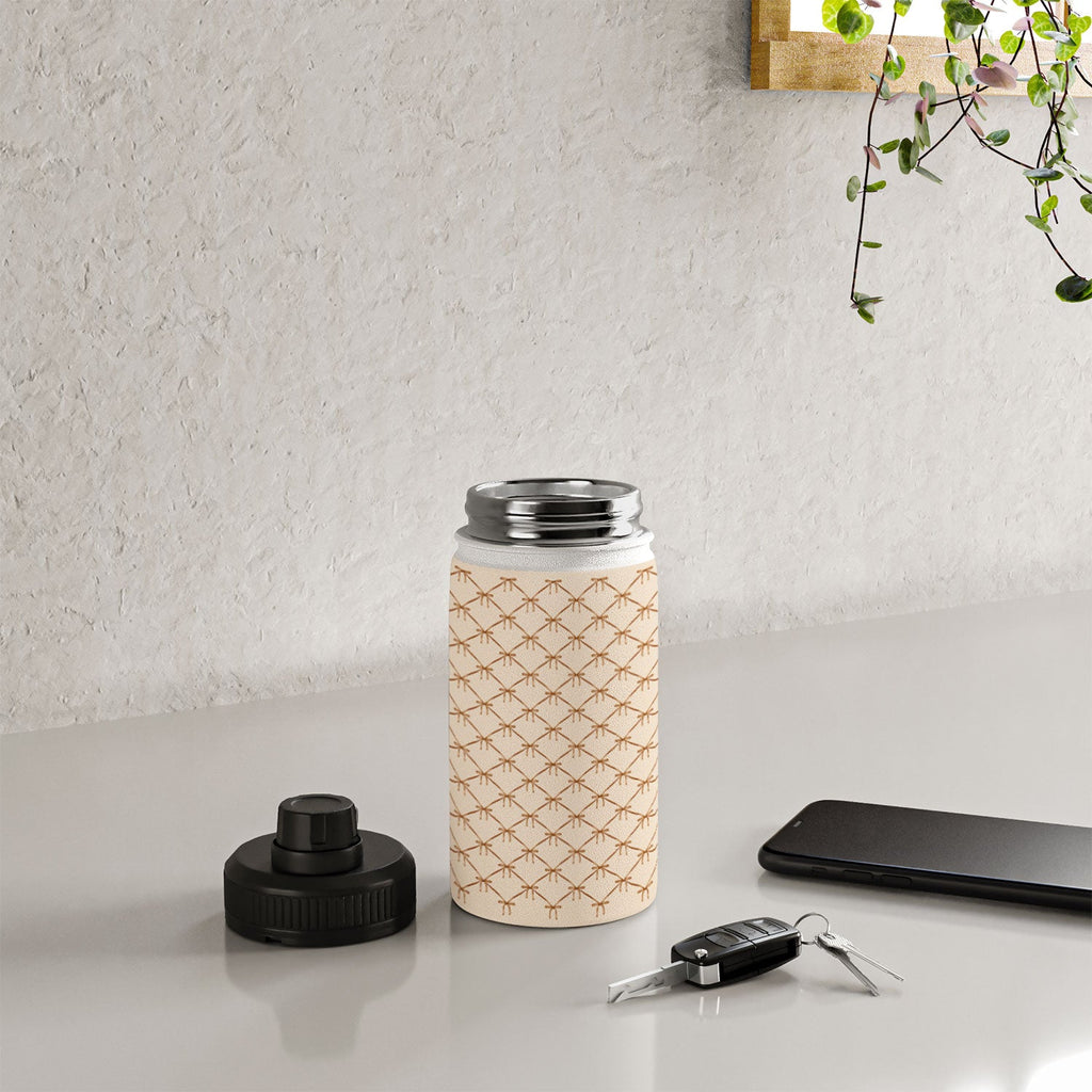 Colour Poems Bows and Ribbons Beige Water Bottle