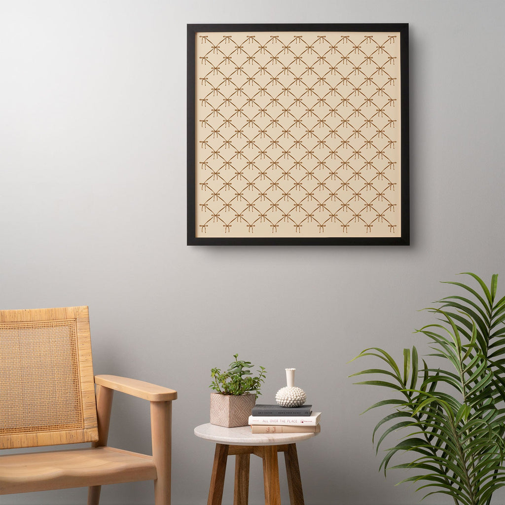 Colour Poems Bows and Ribbons Beige Framed Wall Art