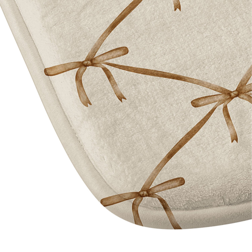 Colour Poems Bows and Ribbons Beige Memory Foam Bath Mat