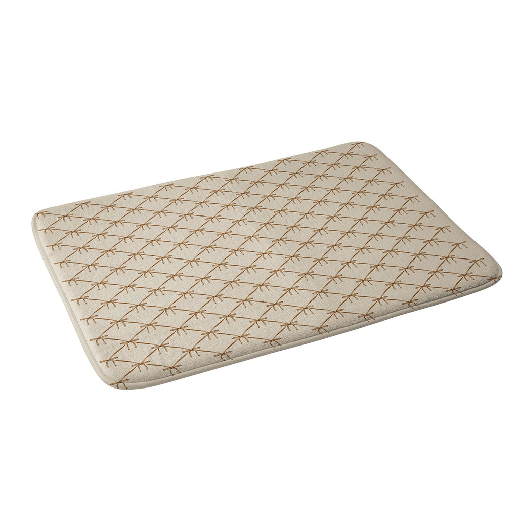 Colour Poems Bows and Ribbons Beige Memory Foam Bath Mat