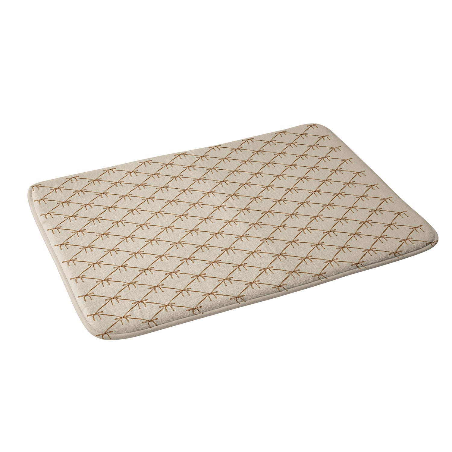 Colour Poems Bows and Ribbons Beige Memory Foam Bath Mat