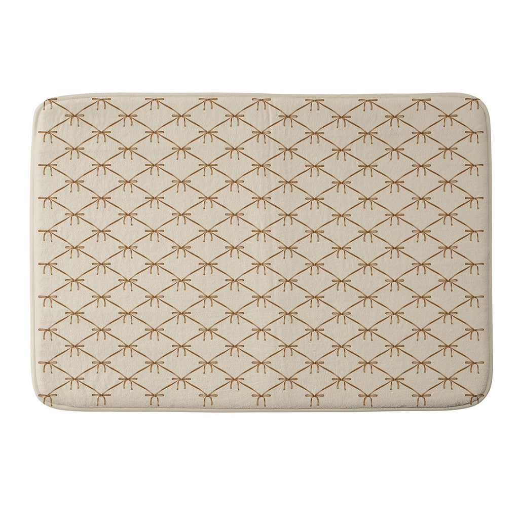 Colour Poems Bows and Ribbons Beige Memory Foam Bath Mat